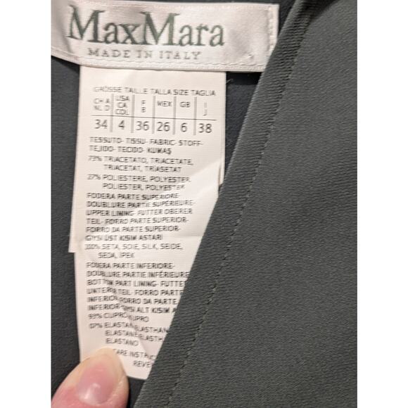 Max Mara Midi Dress Silk Green Sheath A Line Pockets Sz 4 Lined Minimalist - Picture 2 of 16